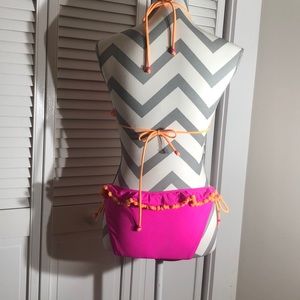 Victoria's Secret Swim - Victoria Secret bikini pink with orange Pom poms Victoria's Secret Swim - Victoria Secret bikini pink with orange Pom poms